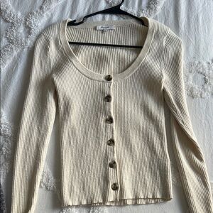 Madewell Cream Ribbed Cardigan